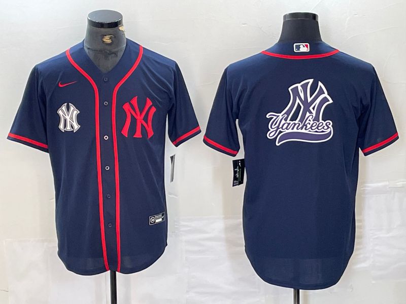 Men New York Yankees Blank Blue Third generation joint name Nike 2024 MLB Jersey style 5
